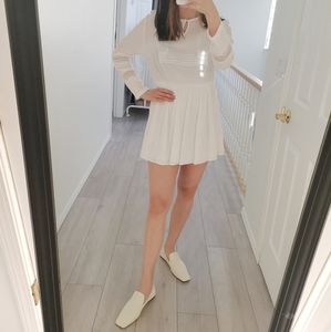 white open work and embroidered dress